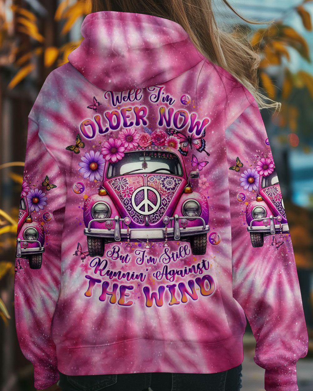 Older Now But Im Still Running Against The Wind Hippie Tie Dye Peace Car AOP Shirts _8_ DpK4K