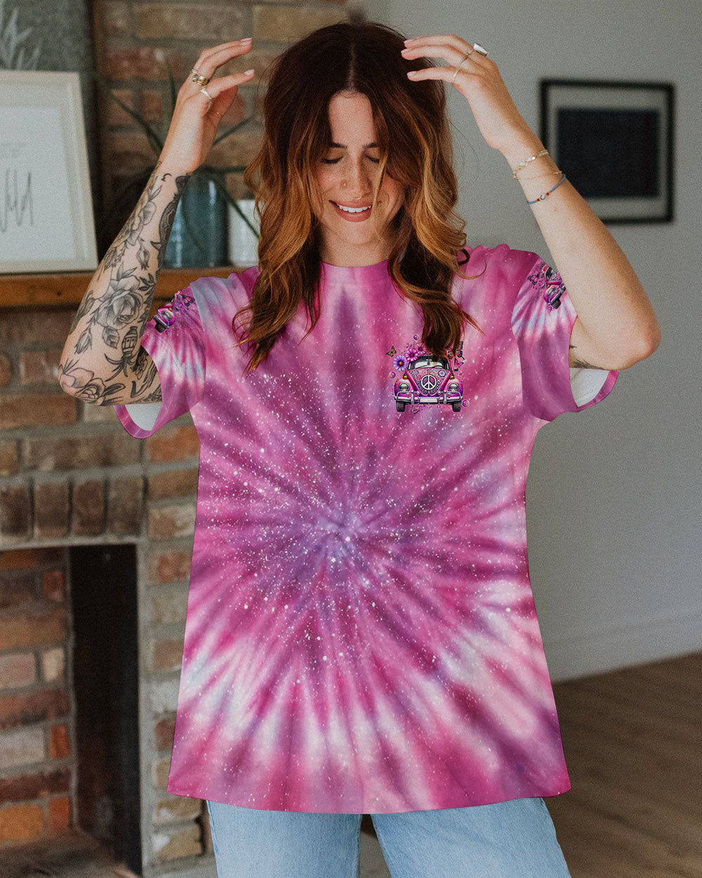 Older Now But Im Still Running Against The Wind Hippie Tie Dye Peace Car AOP Shirts _9_ Zgy5N