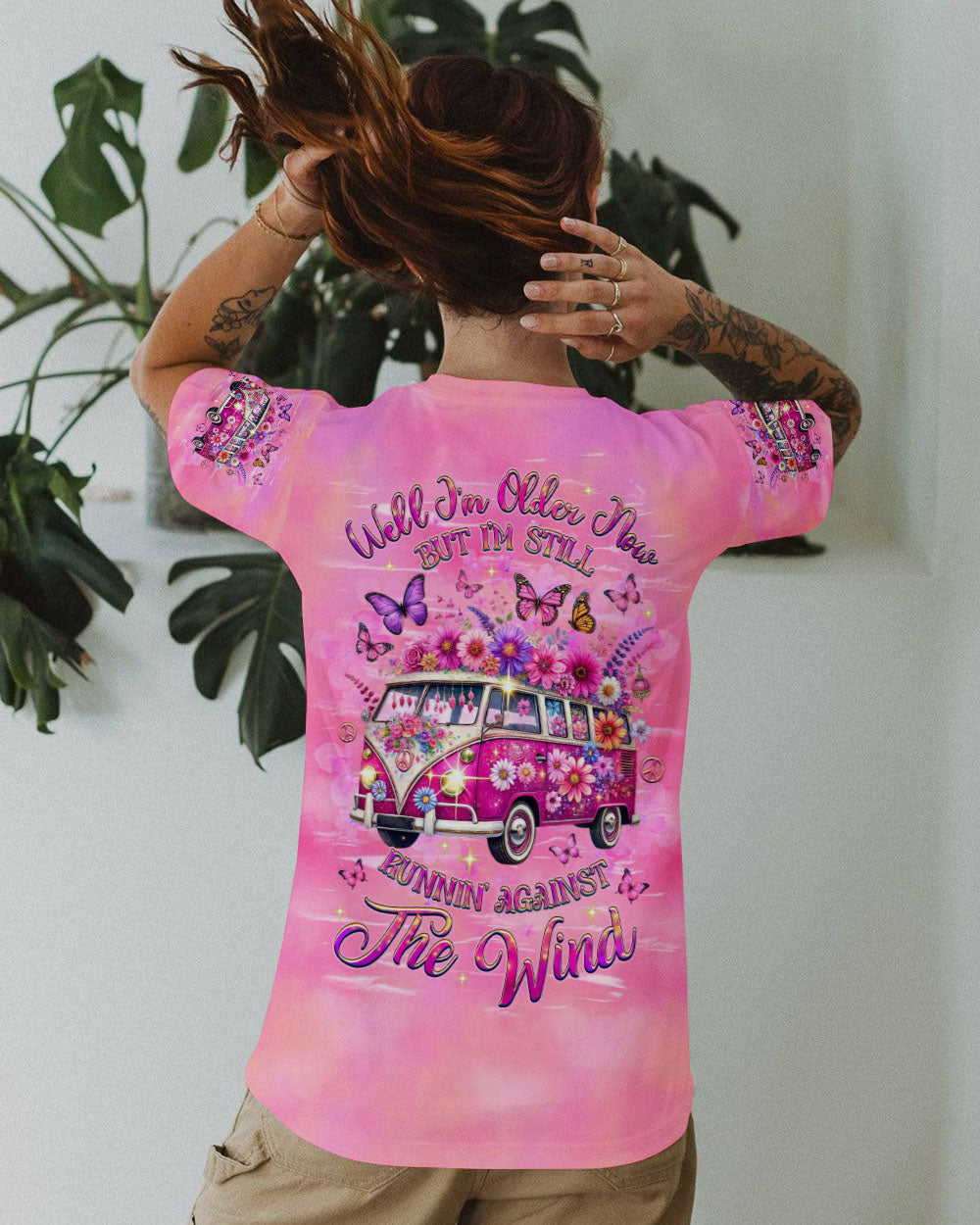 Older Now But Im Still Running Against The Wind Pink Hippie Van AOP Shirts _11_ AUZSG