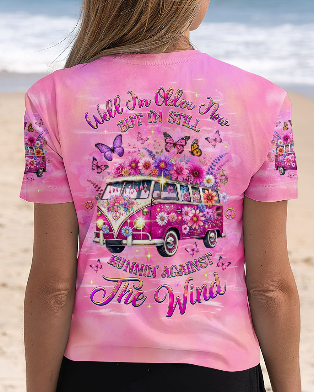 Older Now But Im Still Running Against The Wind Pink Hippie Van AOP Shirts _13_ 39DMX