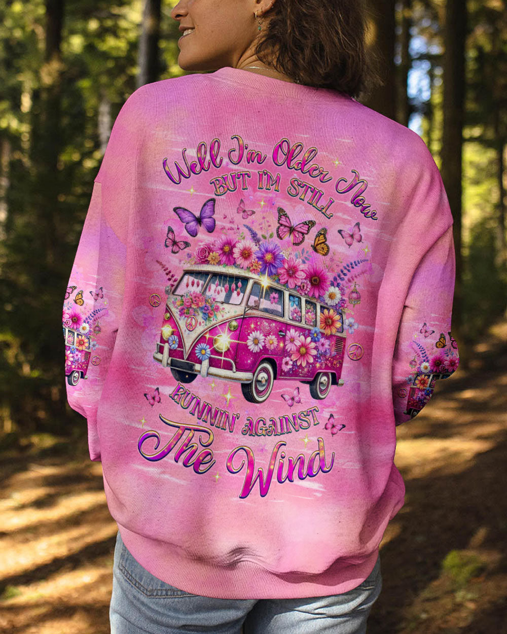 Older Now But Im Still Running Against The Wind Pink Hippie Van AOP Shirts _3_ v8NgJ