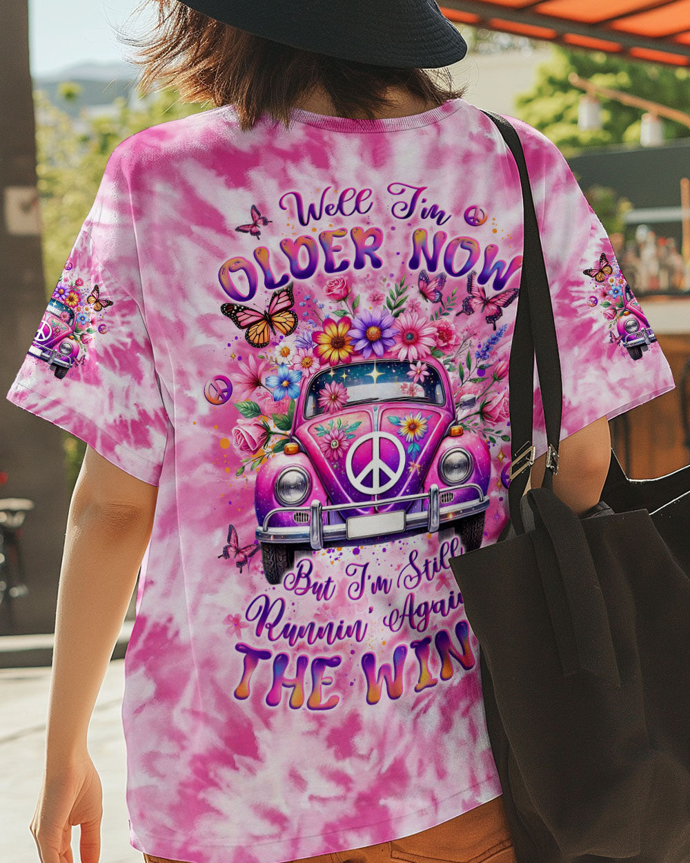 Older Now But Im Still Running Against The Wind Pink Tie Dye Hippie Car AOP Shirts _12_ gG09E