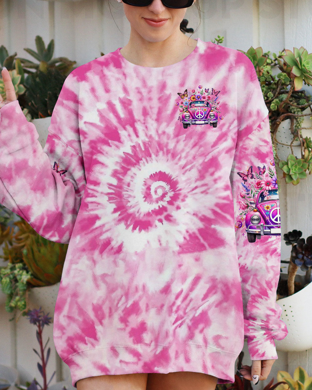 Older Now But Im Still Running Against The Wind Pink Tie Dye Hippie Car AOP Shirts _2_ Dhw7W