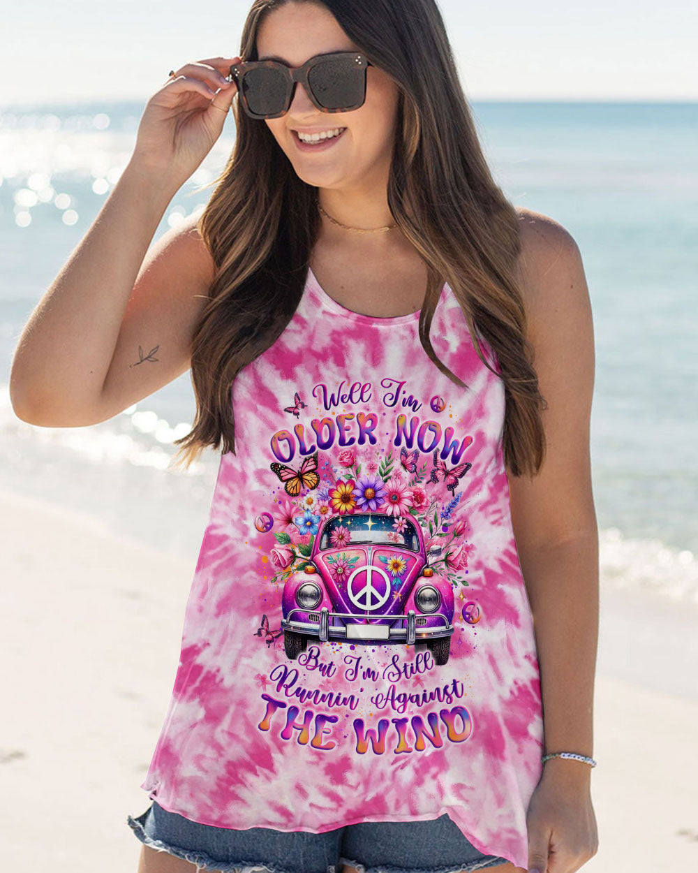Older Now But Im Still Running Against The Wind Pink Tie Dye Hippie Car AOP Shirts _5_ NylGn