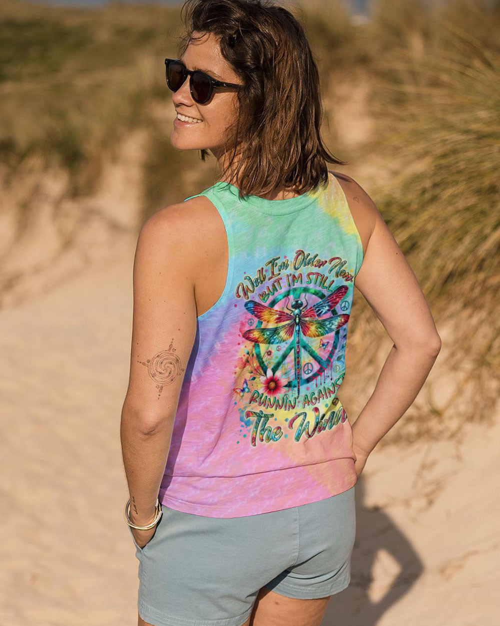 Older Now But Im Still Running Against The Wind Tie Dye Colorful Dragonfly AOP Shirts _1_ 8qhgw
