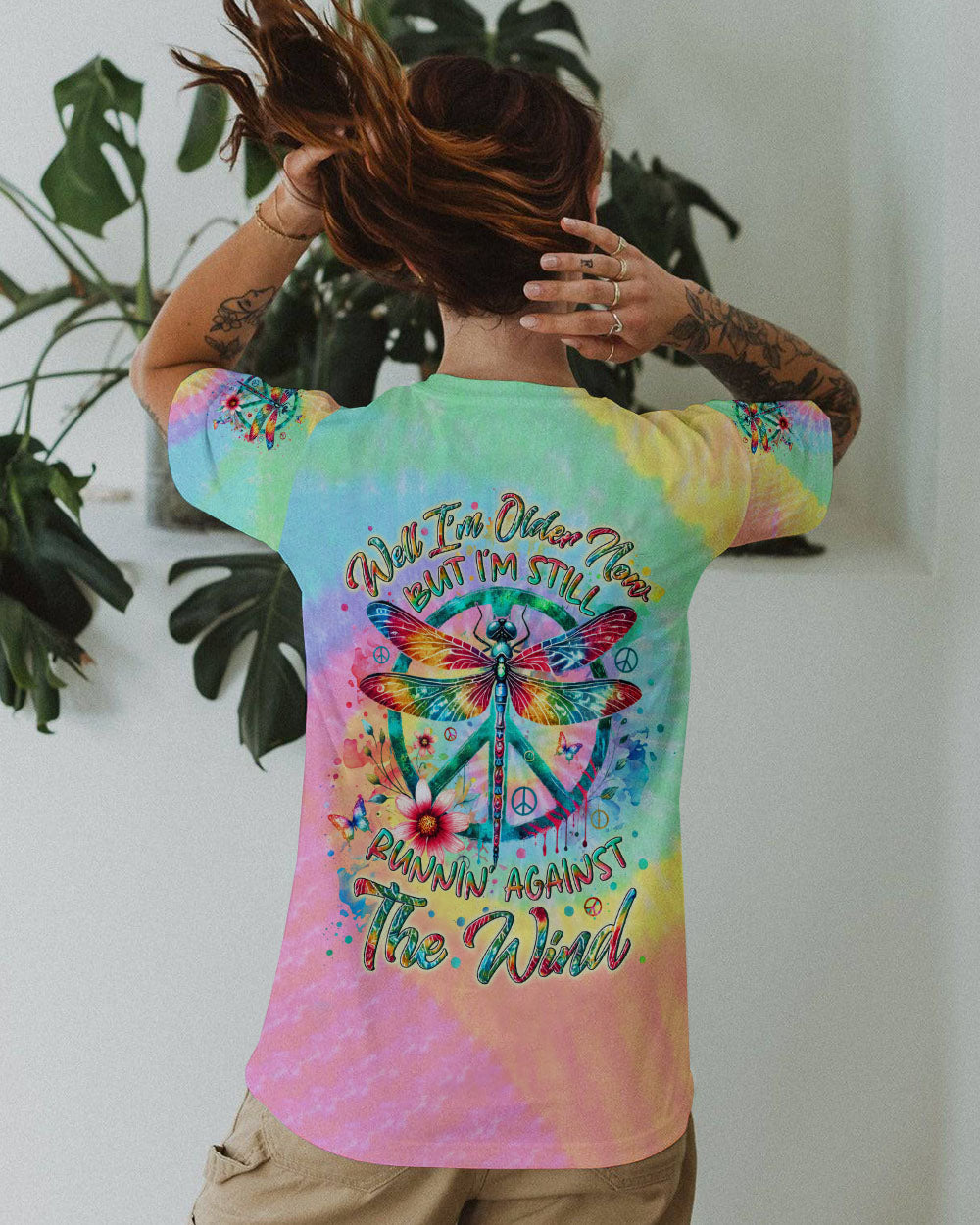 Older Now But Im Still Running Against The Wind Tie Dye Colorful Dragonfly AOP Shirts _4_ 3vAyB