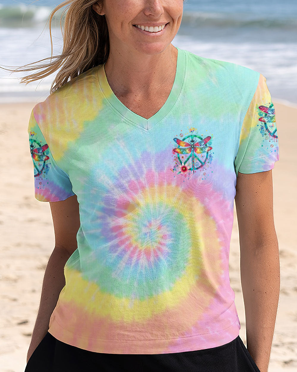 Older Now But Im Still Running Against The Wind Tie Dye Colorful Dragonfly AOP Shirts _5_ 8Ld9N