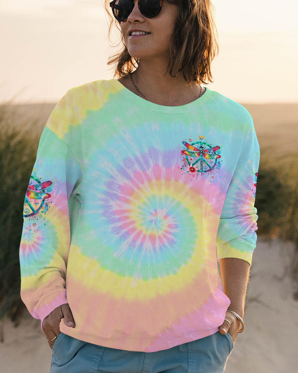 Older Now But Im Still Running Against The Wind Tie Dye Colorful Dragonfly AOP Shirts _9_ PWtV6