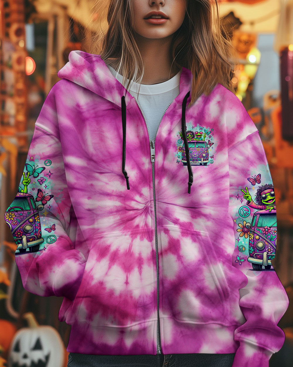 Older Now But Im Still Running Against The Wind Tie Dye Funny Hippie Frog Van AOP Shirts _4_ z9ZFR