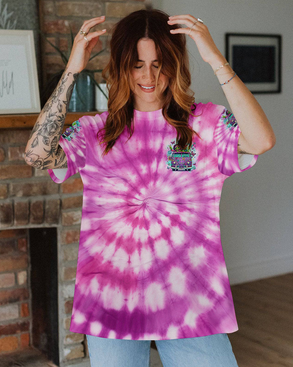 Older Now But Im Still Running Against The Wind Tie Dye Funny Hippie Frog Van AOP Shirts _9_ HLPg3