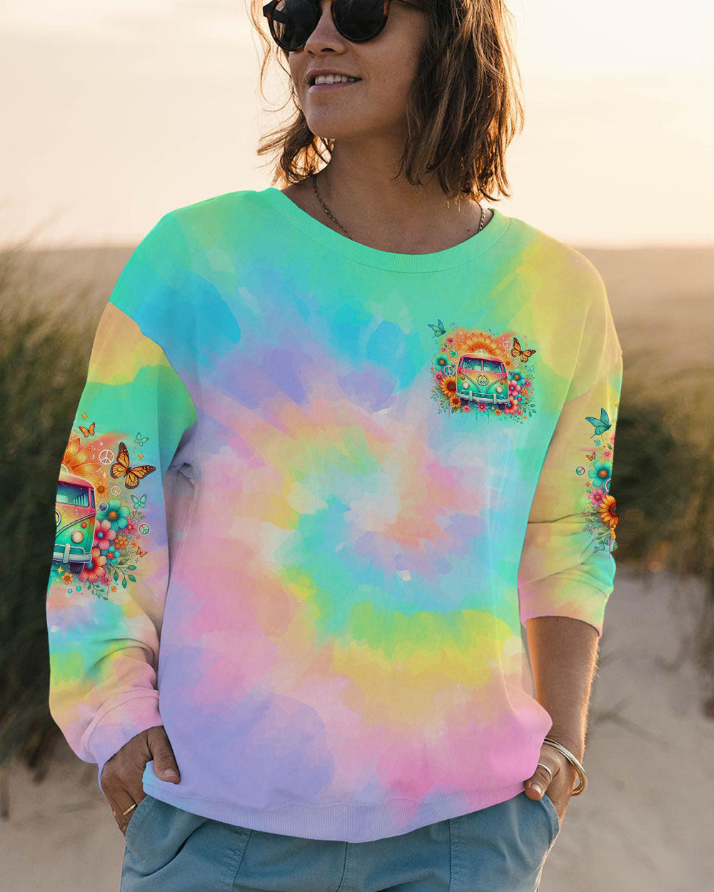 Older Now But Im Still Running Against The Wind Tie Dye Hippie Bus AOP Shirts _2_ RT0C1