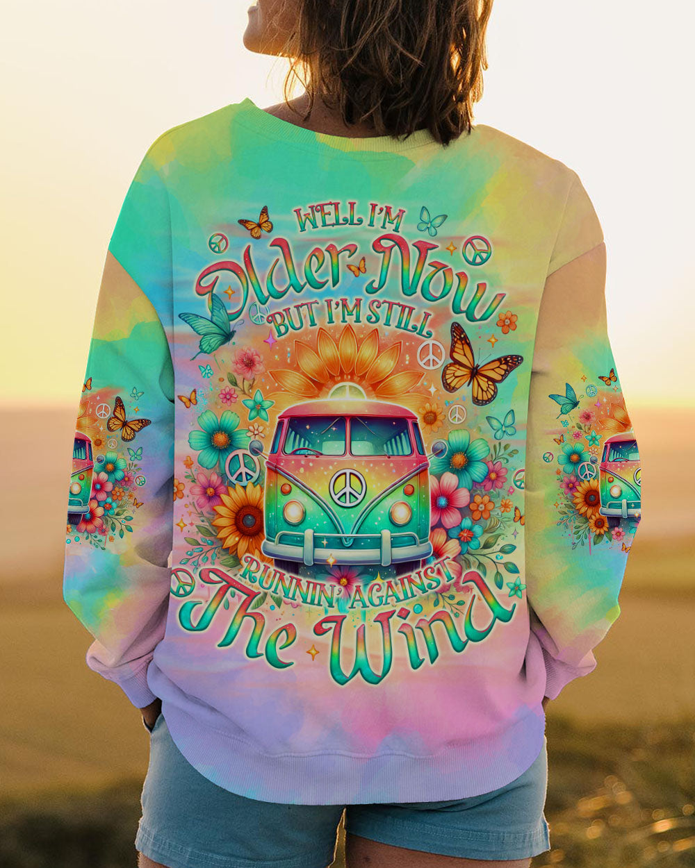 Older Now But Im Still Running Against The Wind Tie Dye Hippie Bus AOP Shirts _3_ ZYtHz