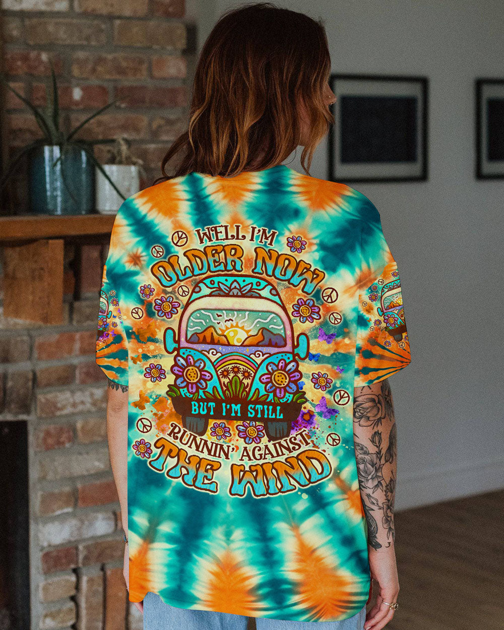 Older Now But Im Still Running Against The Wind Tie Dye Hippie Van AOP Shirts _10_ PSFwo