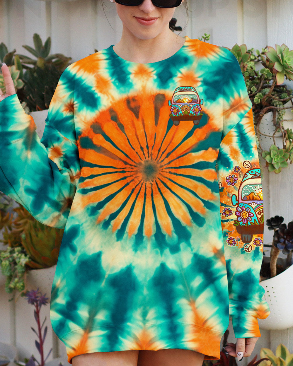 Older Now But Im Still Running Against The Wind Tie Dye Hippie Van AOP Shirts _2_ K3rbm