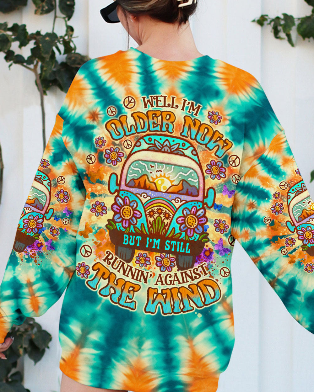 Older Now But Im Still Running Against The Wind Tie Dye Hippie Van AOP Shirts _3_ mkeL4