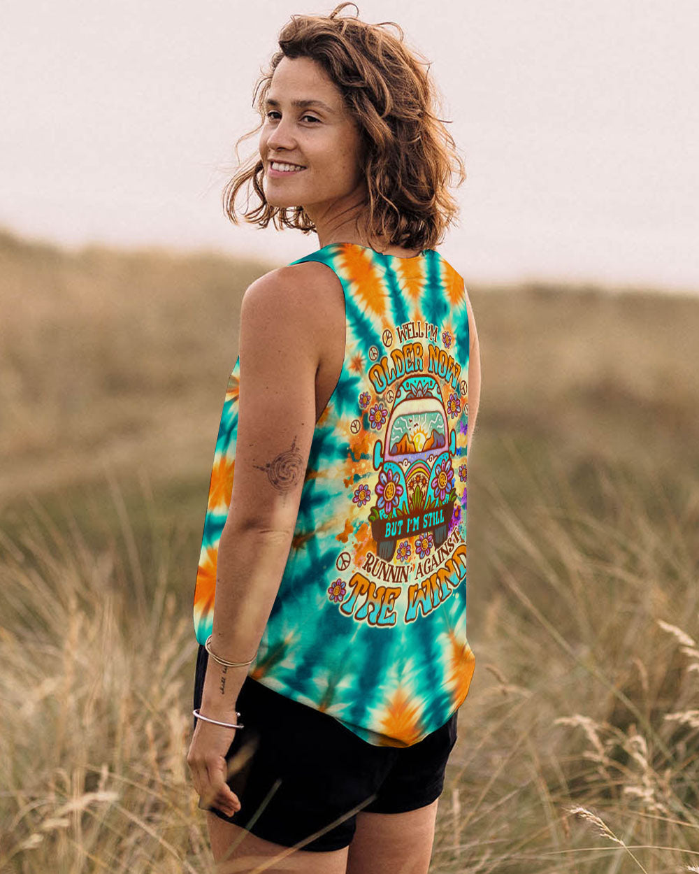 Older Now But Im Still Running Against The Wind Tie Dye Hippie Van AOP Shirts _7_ is8Ez