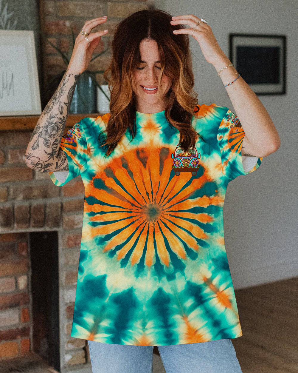 Older Now But Im Still Running Against The Wind Tie Dye Hippie Van AOP Shirts _9_ Mae92