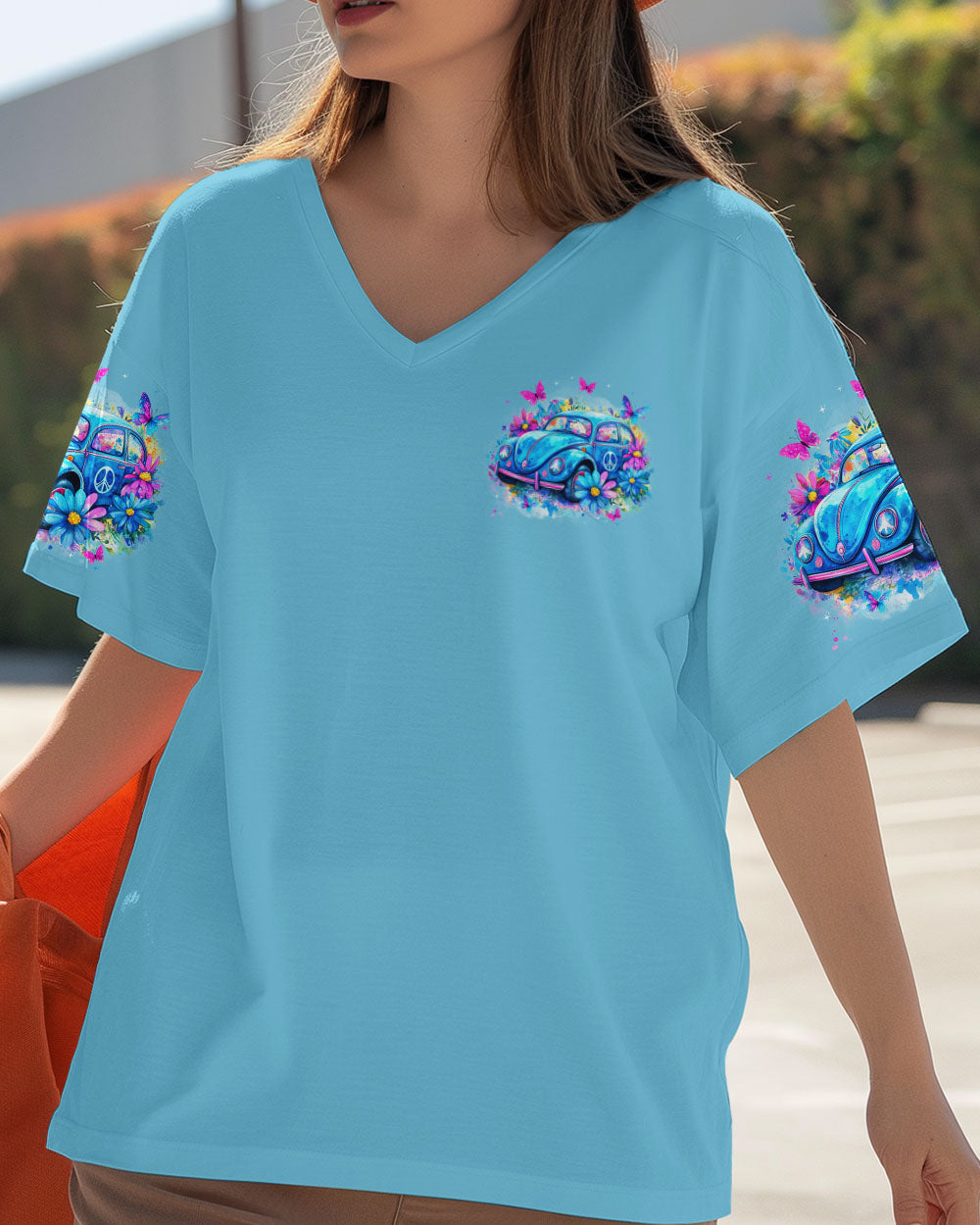 Older Now But Im Still Running Against the Wind Blue VW Beetle Floral Hippie AOP Shirts _12_ dooZg