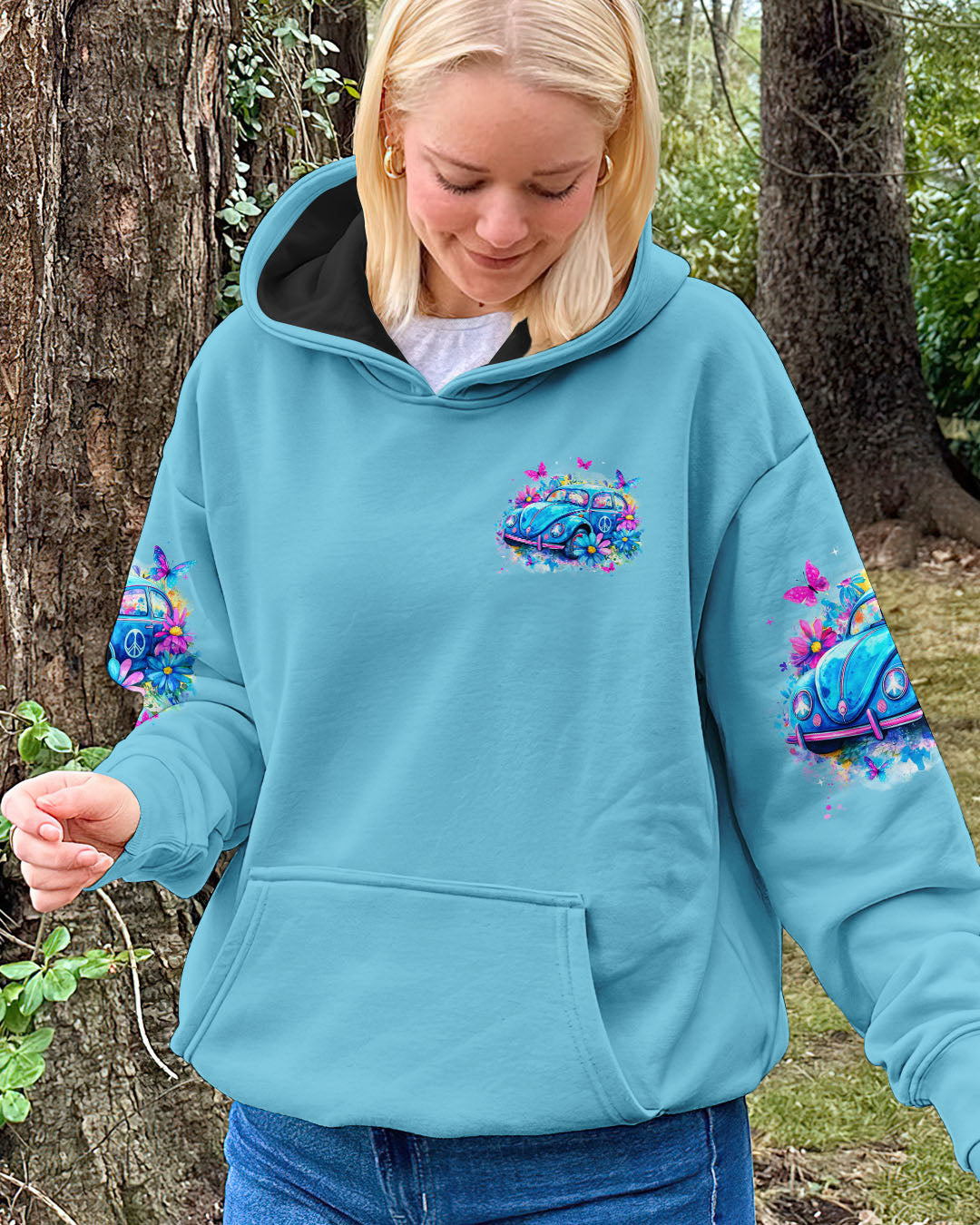 Older Now But Im Still Running Against the Wind Blue VW Beetle Floral Hippie AOP Shirts _14_ Kfrr6