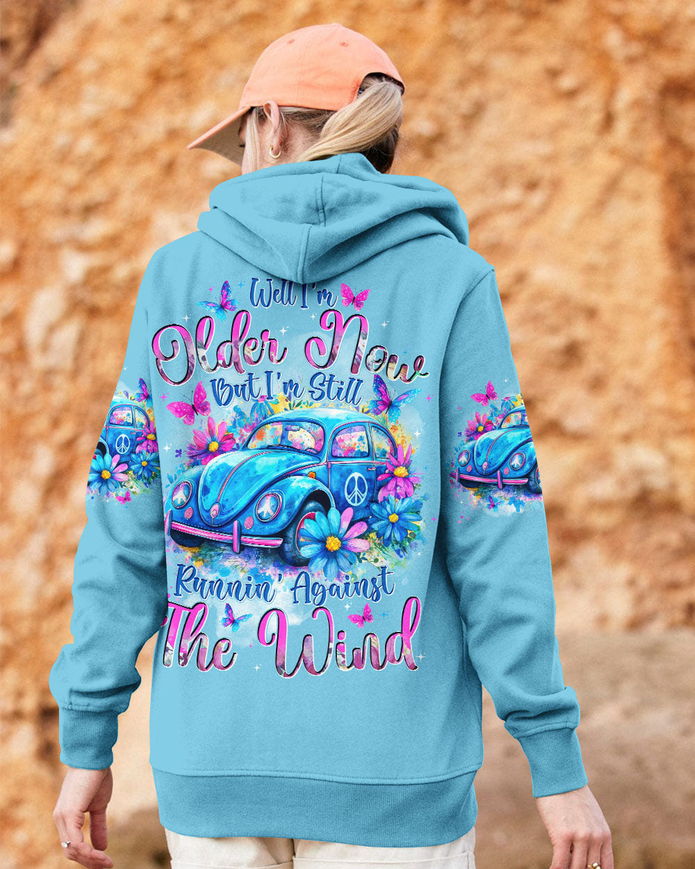 Older Now But Im Still Running Against the Wind Blue VW Beetle Floral Hippie AOP Shirts _9_ HgX7K