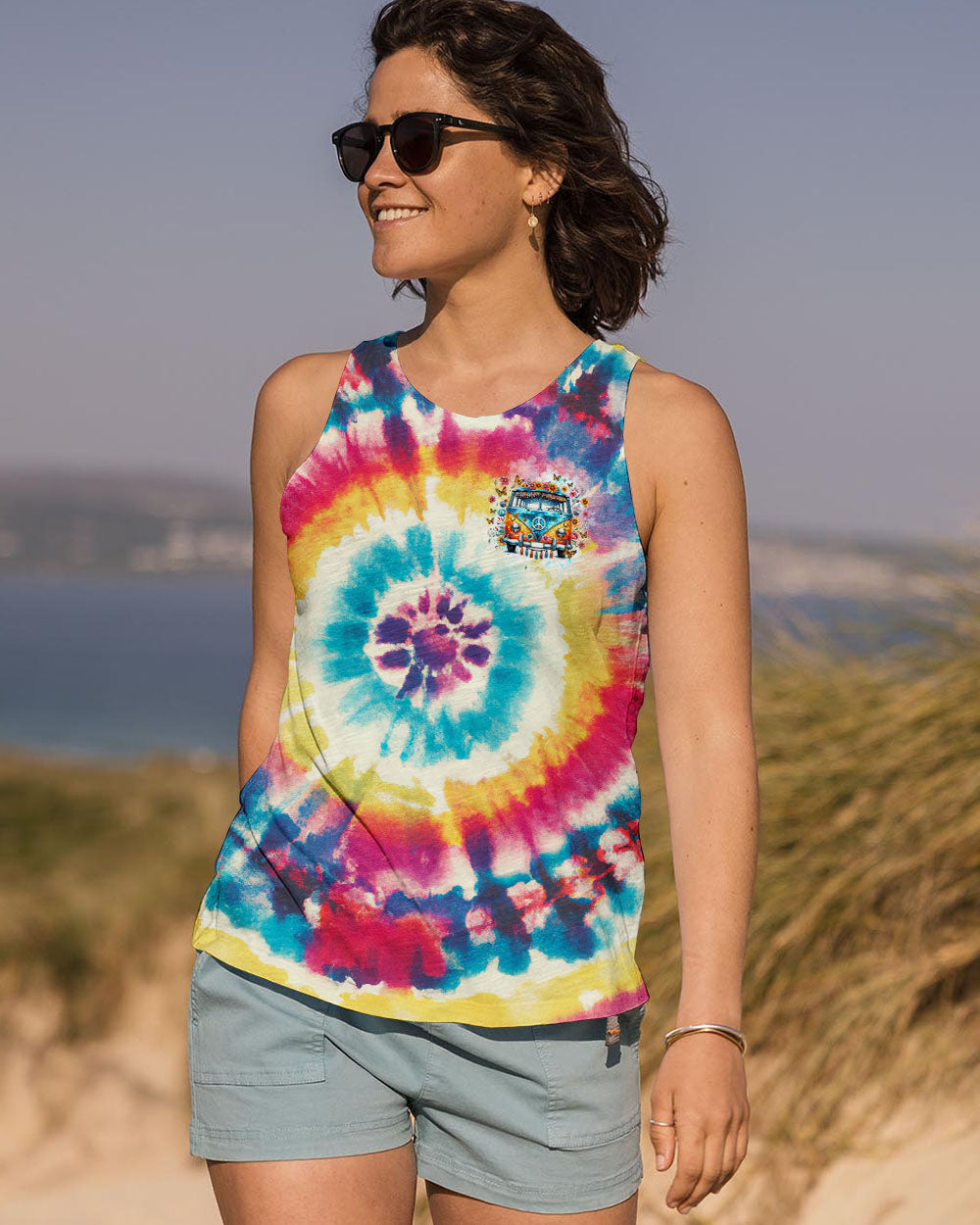 Older Now But Im Still Running Against the Wind Colorful Tie Dye Hippie Bus AOP Shirts _6_ zoSQ8