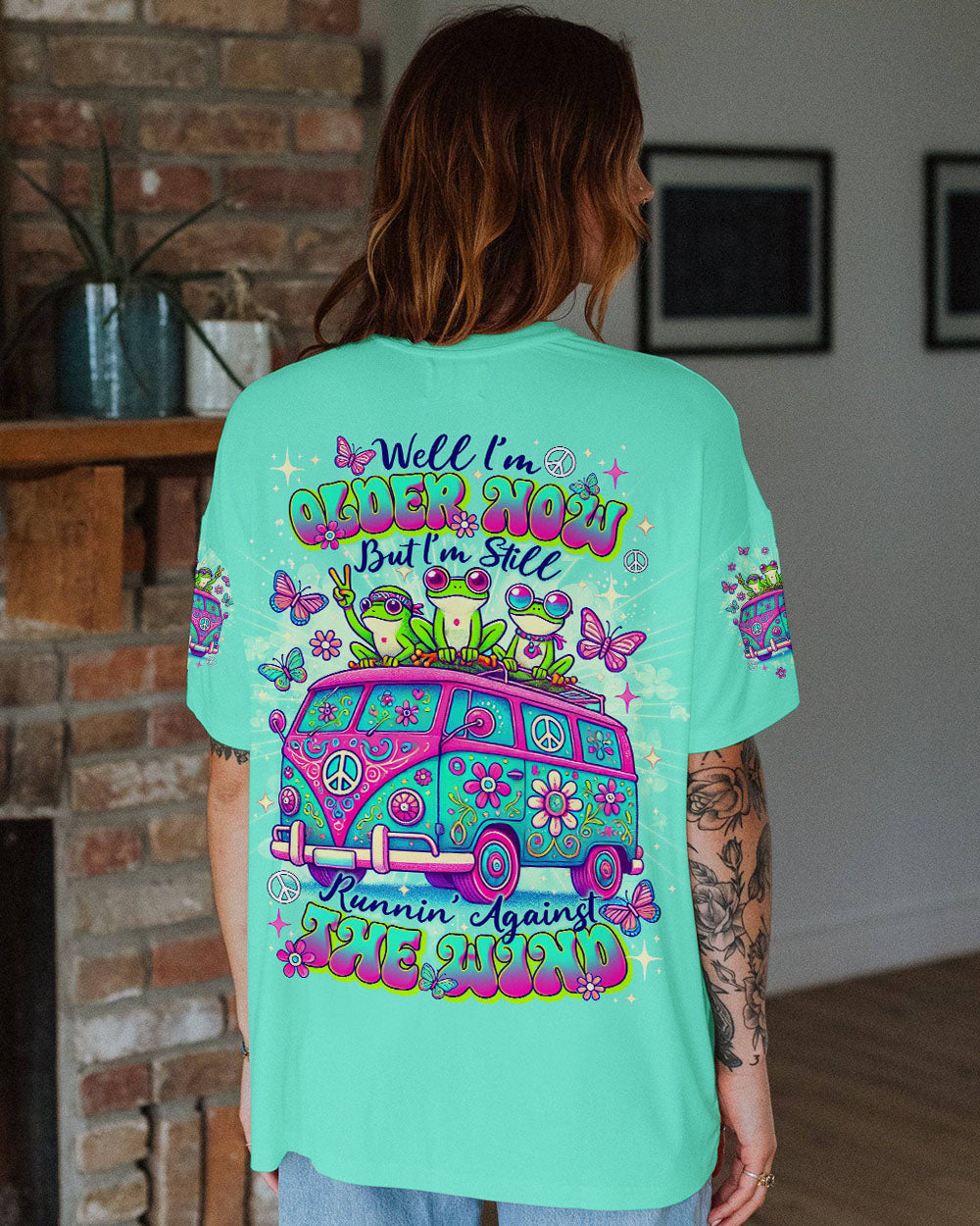 Older Now But Im Still Running Against the Wind Funny Frog Hippie Van AOP Shirts _10_ uLHzY