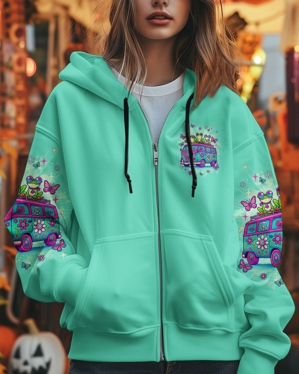 Older Now But Im Still Running Against the Wind Funny Frog Hippie Van AOP Shirts _4_ w32kR