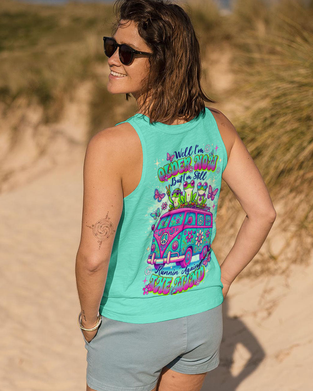 Older Now But Im Still Running Against the Wind Funny Frog Hippie Van AOP Shirts _7_ mLpLF