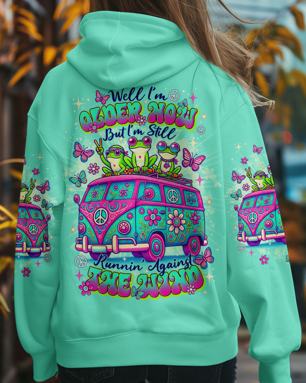 Older Now But Im Still Running Against the Wind Funny Frog Hippie Van AOP Shirts _8_ zSDCp