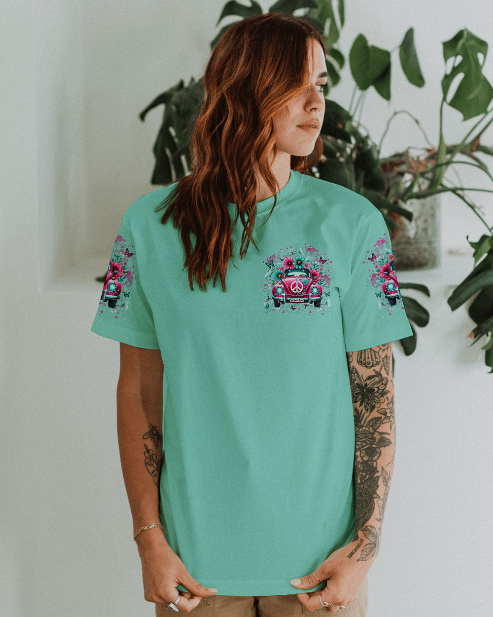 Older Now But Im Still Running Against the Wind Pink VW Bug Flowers Hippie AOP Shirts _10_ ZbCVg