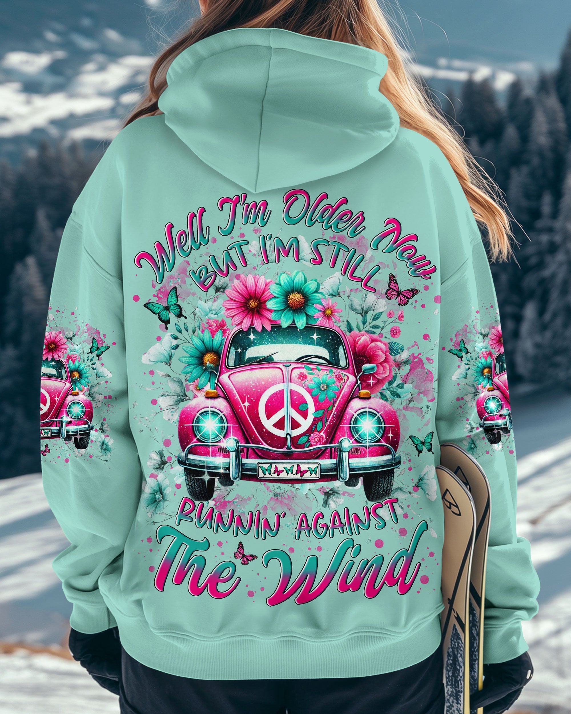 Older Now But Im Still Running Against the Wind Pink VW Bug Flowers Hippie AOP Shirts _1_ 1ZFD0