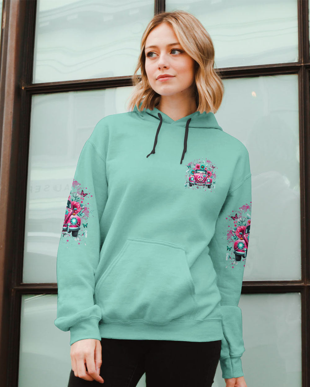 Older Now But Im Still Running Against the Wind Pink VW Bug Flowers Hippie AOP Shirts _2_ oUD4x