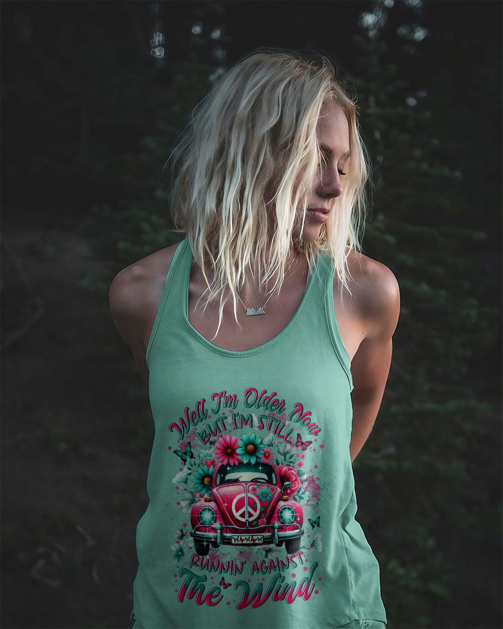 Older Now But Im Still Running Against the Wind Pink VW Bug Flowers Hippie AOP Shirts _6_ RAT8d