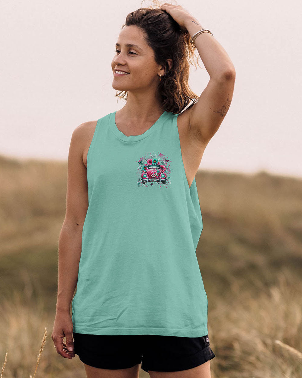 Older Now But Im Still Running Against the Wind Pink VW Bug Flowers Hippie AOP Shirts _7_ dl1Qw