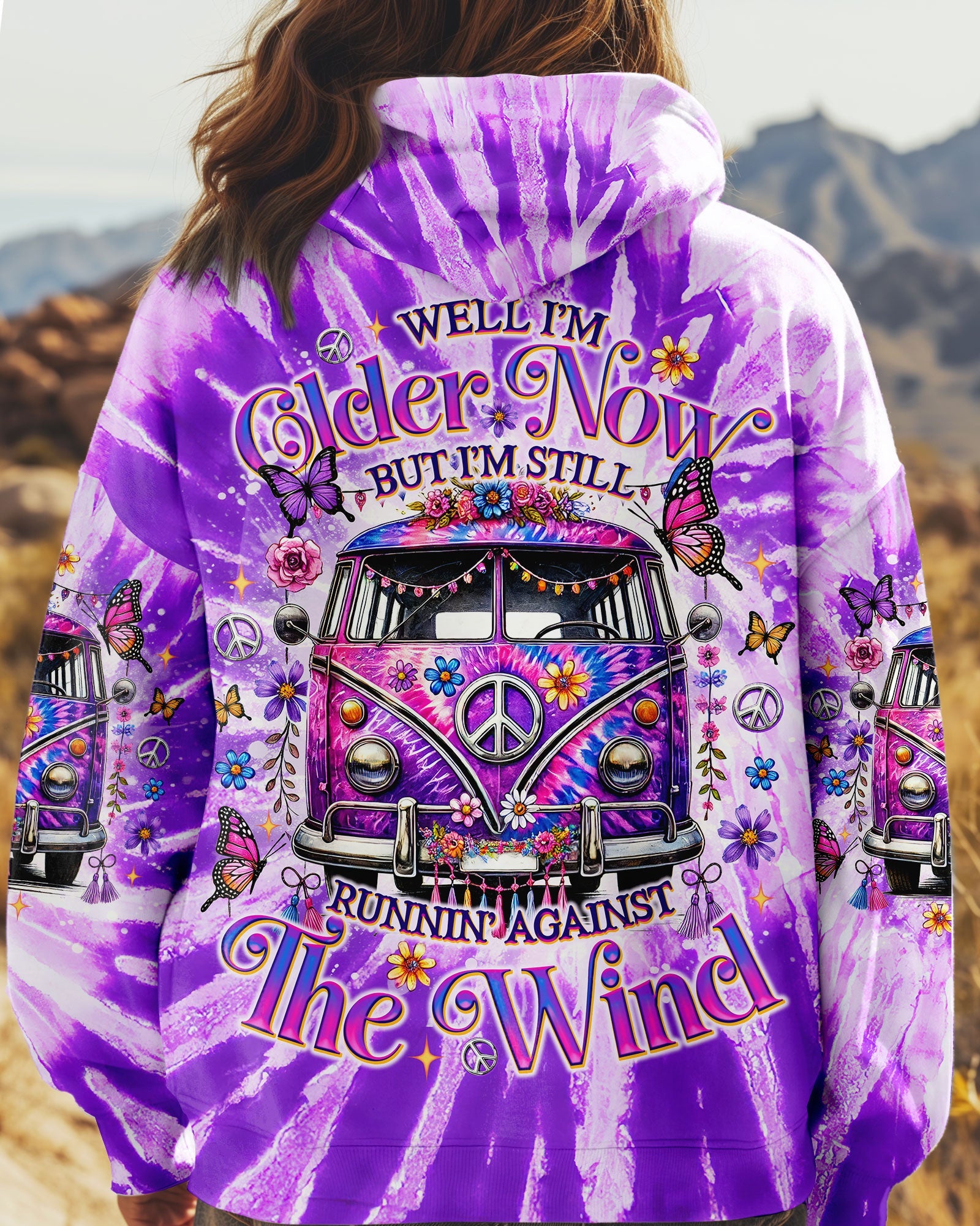 Older Now But Im Still Running Against the Wind Purple Tie Dye Hippie Van AOP Shirts _1_ ljFCX