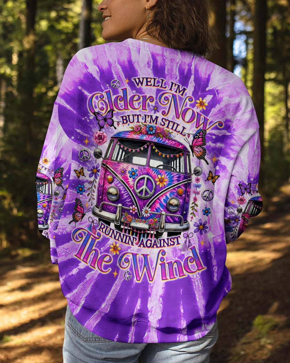 Older Now But Im Still Running Against the Wind Purple Tie Dye Hippie Van AOP Shirts _3_ sJZAF