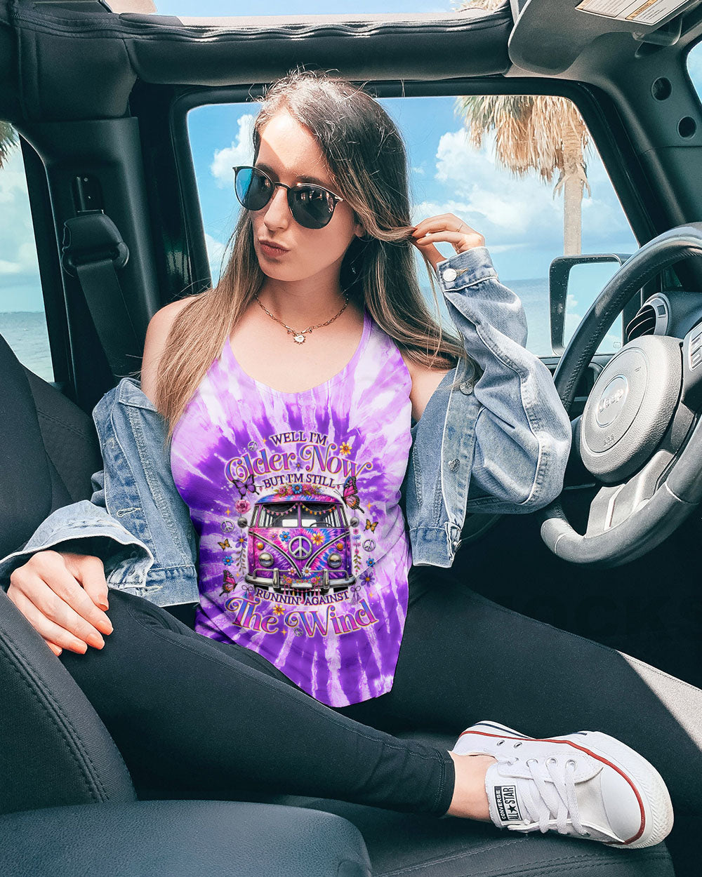 Older Now But Im Still Running Against the Wind Purple Tie Dye Hippie Van AOP Shirts _5_ 0W3Ig