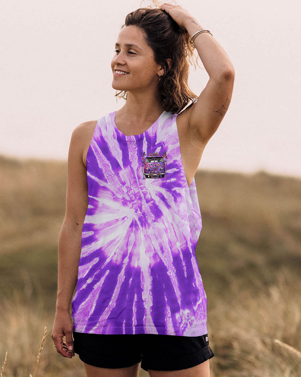 Older Now But Im Still Running Against the Wind Purple Tie Dye Hippie Van AOP Shirts _6_ ErpqD