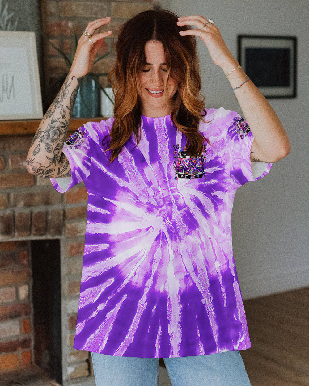 Older Now But Im Still Running Against the Wind Purple Tie Dye Hippie Van AOP Shirts _9_ vSiMC