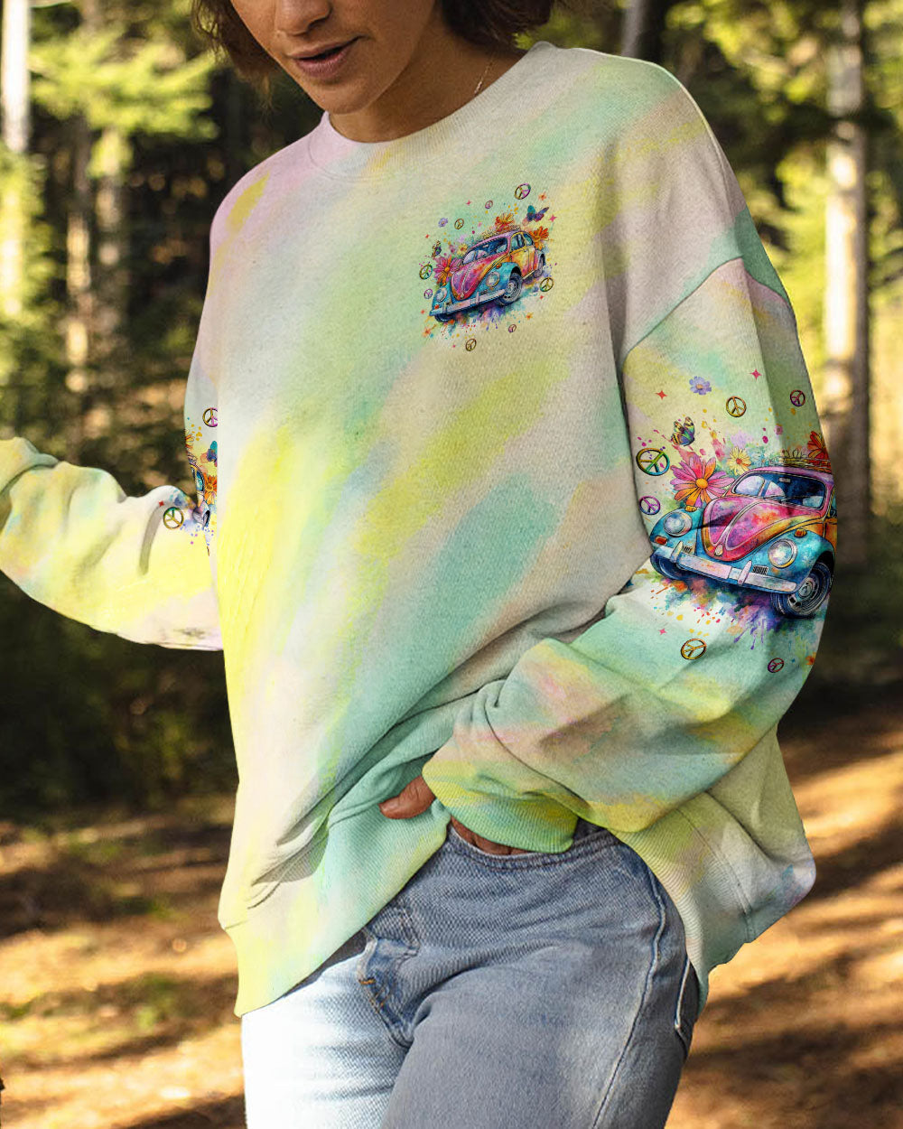 Older Now But Im Still Running Against the Wind Retro VW Beetle Tie Dye AOP Shirts _2_ FTnHl