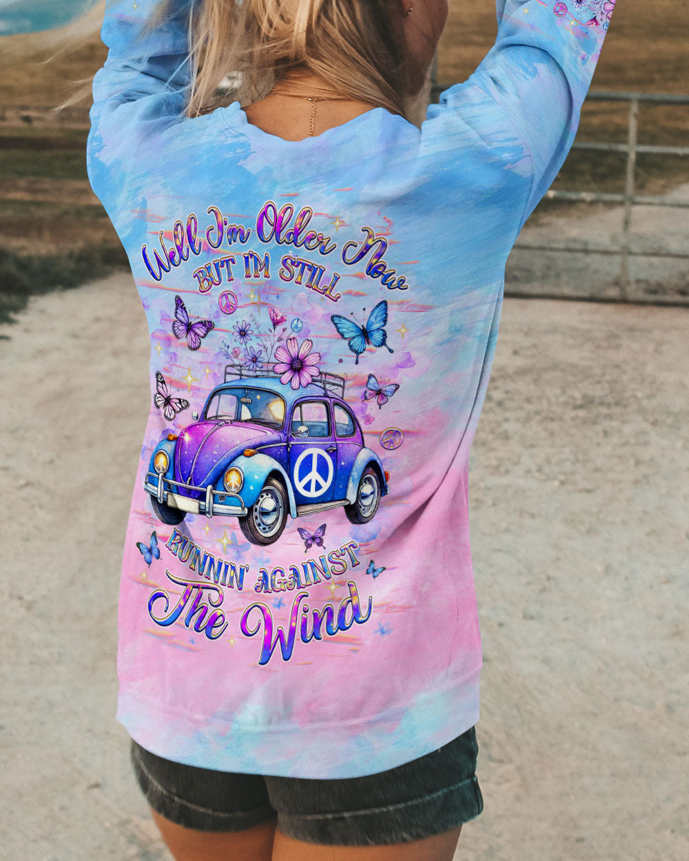 Older Now But Im Still Running Against the Wind Tie Dye Hippie Car AOP Shirts _3_ qpTqv