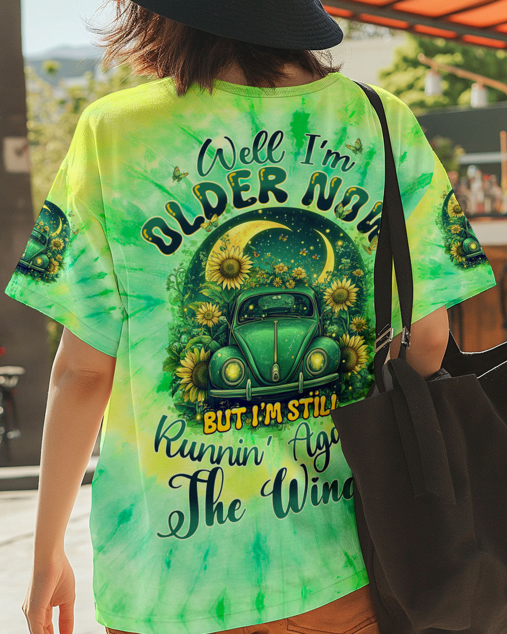 Older Now But Im Still Running Against the Wind Tie Dye Hippie VW Bug Sunflowers AOP Shirts _3_ WyQvs