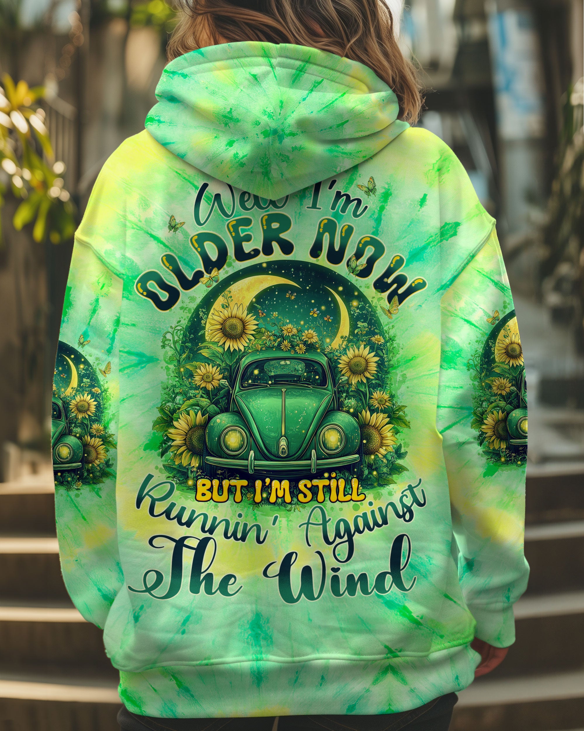 Older Now But Im Still Running Against the Wind Tie Dye Hippie VW Bug Sunflowers AOP Shirts _4_ tKp5V