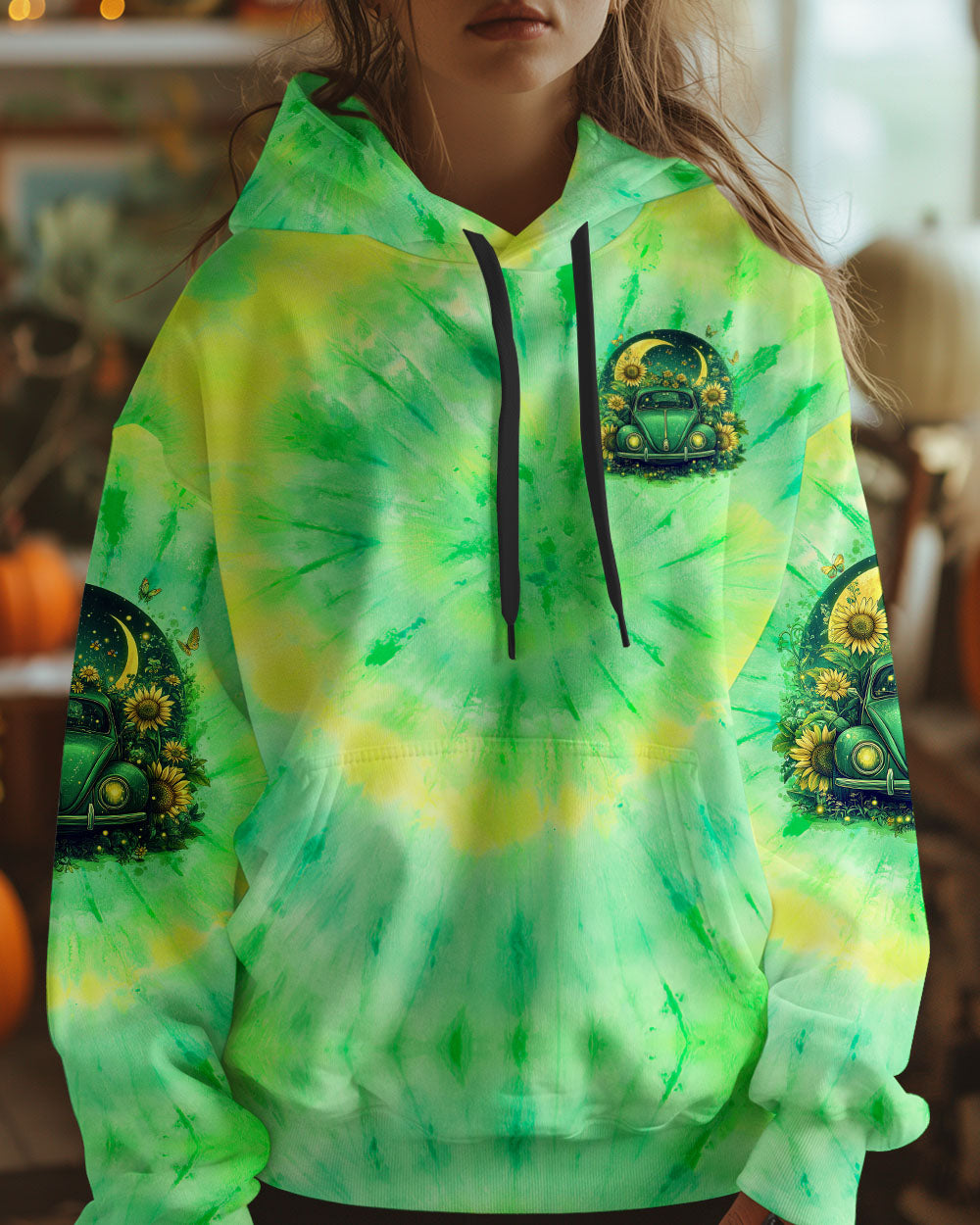 Older Now But Im Still Running Against the Wind Tie Dye Hippie VW Bug Sunflowers AOP Shirts _5_ eTq83