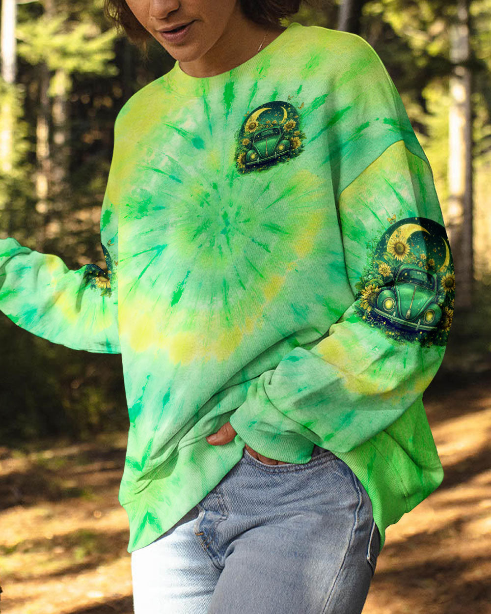 Older Now But Im Still Running Against the Wind Tie Dye Hippie VW Bug Sunflowers AOP Shirts _6_ KnRB0