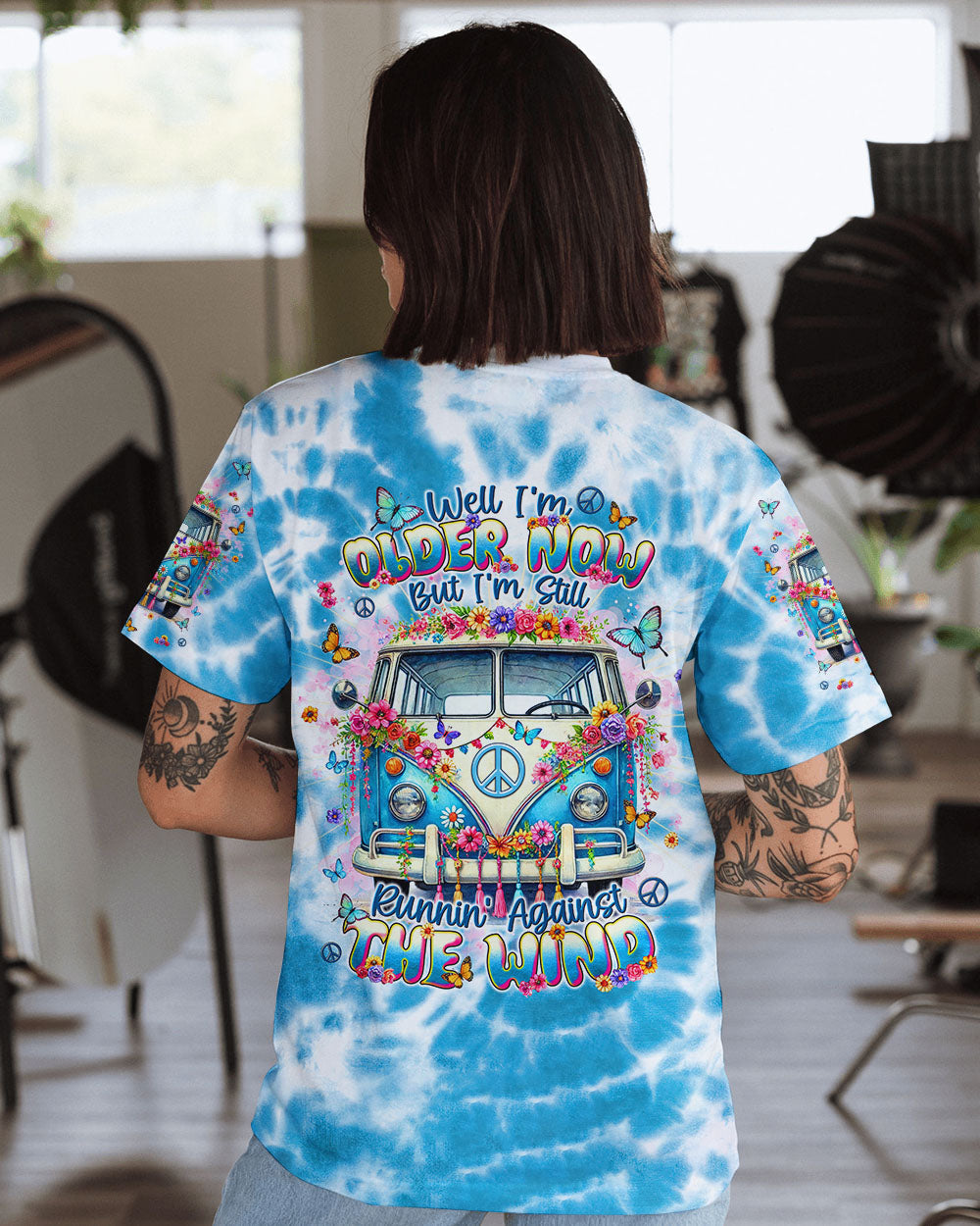 Older Now But Im Still Running Against the Wind Tie Dye VW Bus Retro Hippie AOP Shirts _1_ beOMI