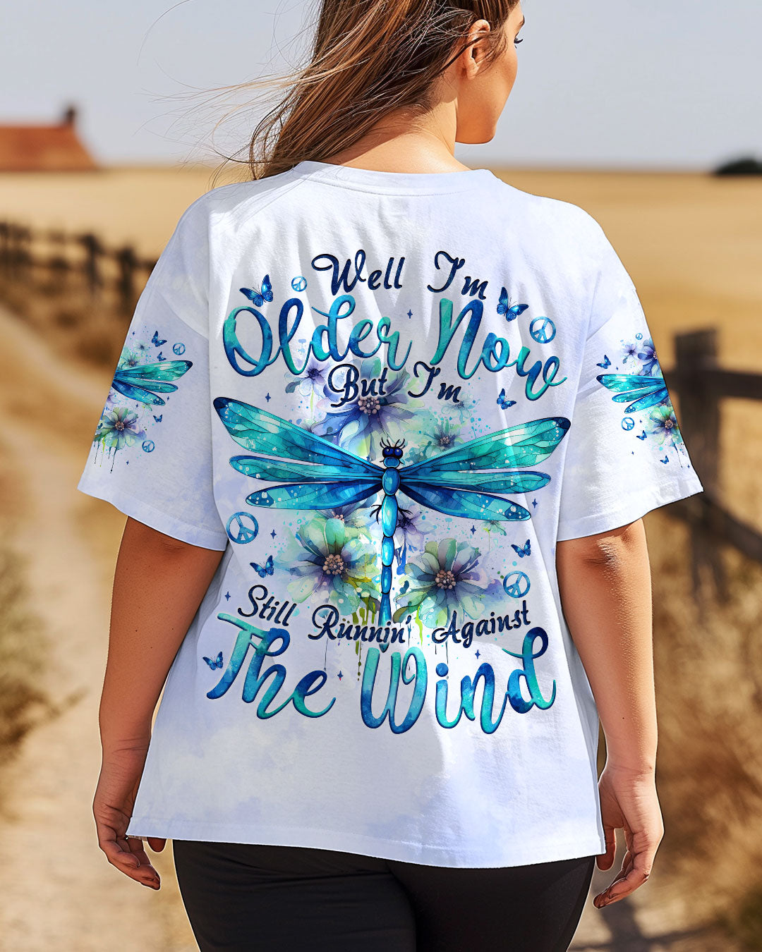 Older Now But Still Runnin Against the Wind Blue Dragonfly Floral AOP Shirts _11_ 9hYYn