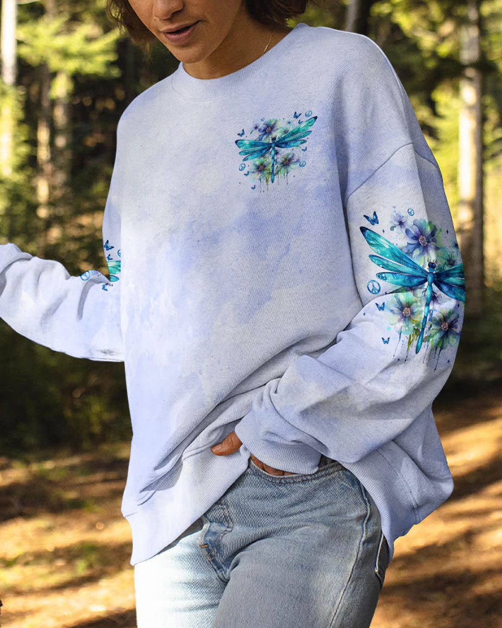 Older Now But Still Runnin Against the Wind Blue Dragonfly Floral AOP Shirts _2_ Fmx9O
