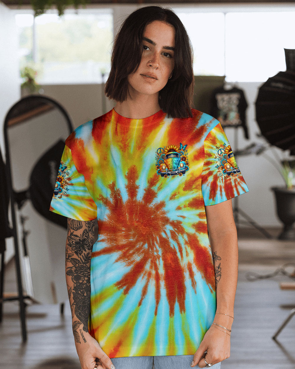 Older Now But Still Runnin Against the Wind Tie Dye Hippie Peace Car AOP Shirts _13_ aBoay