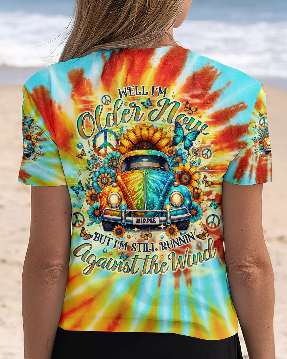 Older Now But Still Runnin Against the Wind Tie Dye Hippie Peace Car AOP Shirts _3_ vIrxo